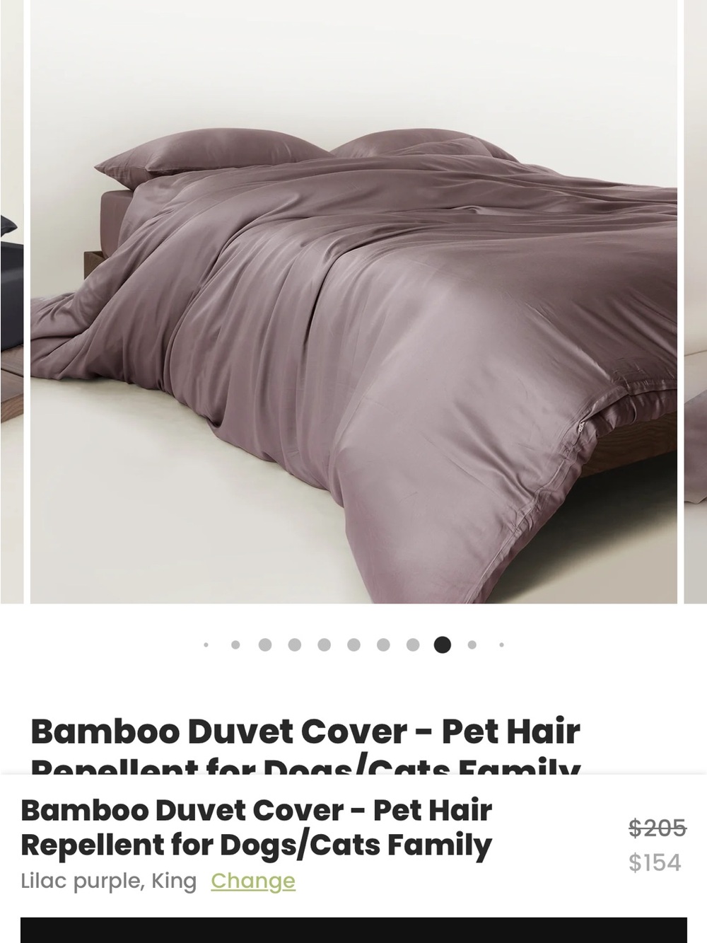 Bamboo Duvet Cover in Lilac Purple - King
